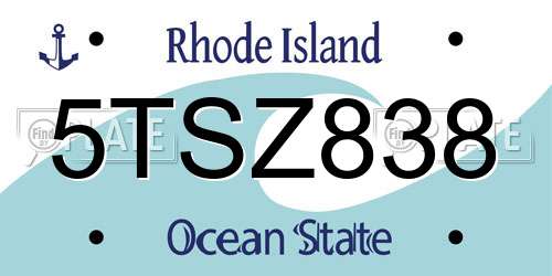 5TSZ838 Rhode Island License Plate