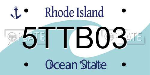 5TTB03 Rhode Island License Plate