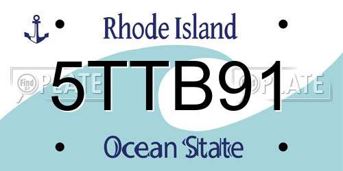 5TTB91 Rhode Island License Plate