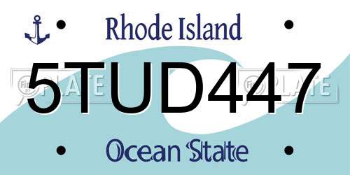 5TUD447 Rhode Island License Plate