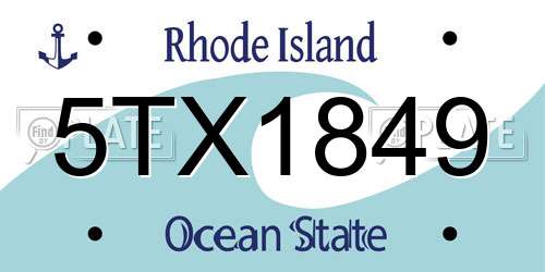 5TX1849 Rhode Island License Plate