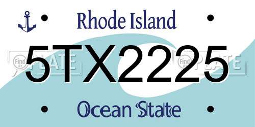 5TX2225 Rhode Island License Plate
