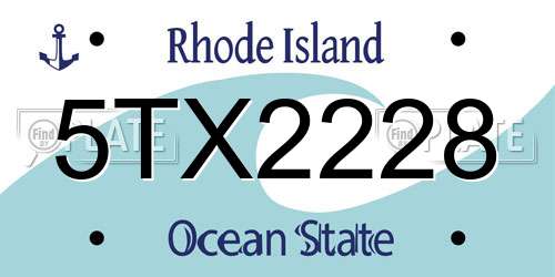 5TX2228 Rhode Island License Plate