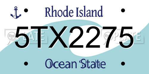 5TX2275 Rhode Island License Plate