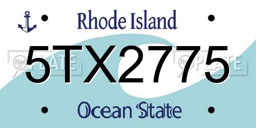 5TX2775 Rhode Island License Plate