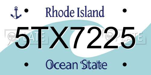 5TX7225 Rhode Island License Plate