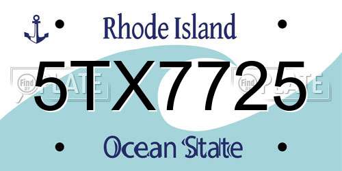 5TX7725 Rhode Island License Plate