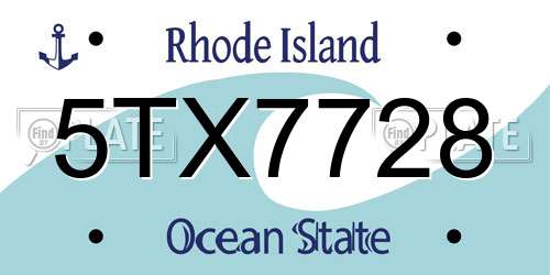 5TX7728 Rhode Island License Plate