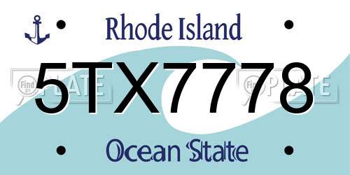 5TX7778 Rhode Island License Plate