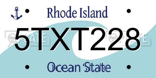 5TXT228 Rhode Island License Plate