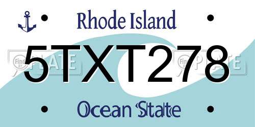5TXT278 Rhode Island License Plate