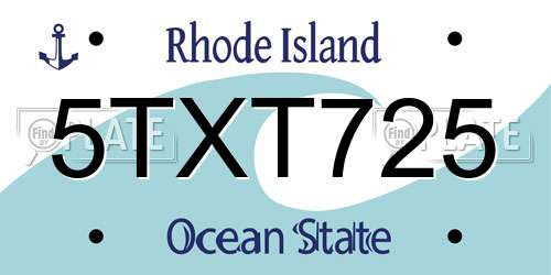 5TXT725 Rhode Island License Plate
