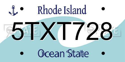 5TXT728 Rhode Island License Plate