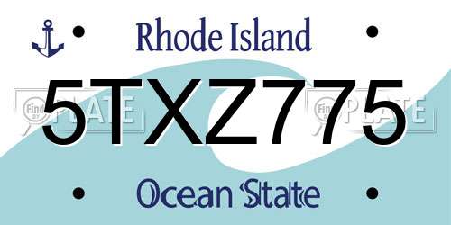 5TXZ775 Rhode Island License Plate