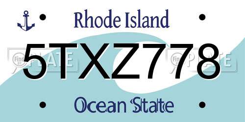 5TXZ778 Rhode Island License Plate