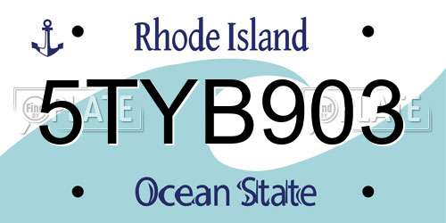 5TYB903 Rhode Island License Plate