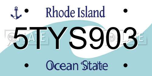 5TYS903 Rhode Island License Plate
