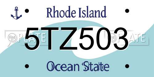 5TZ503 Rhode Island License Plate