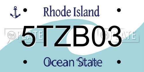 5TZB03 Rhode Island License Plate