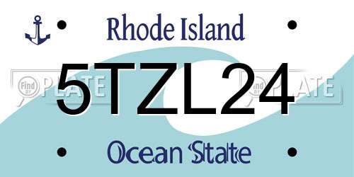5TZL24 Rhode Island License Plate