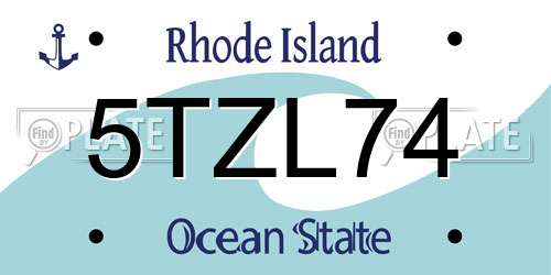 5TZL74 Rhode Island License Plate