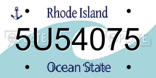 5U54075 Rhode Island License Plate