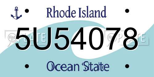 5U54078 Rhode Island License Plate