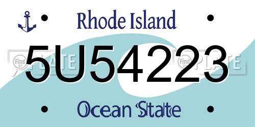 5U54223 Rhode Island License Plate