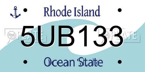 5UB133 Rhode Island License Plate