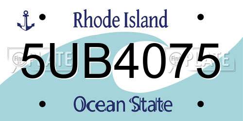 5UB4075 Rhode Island License Plate