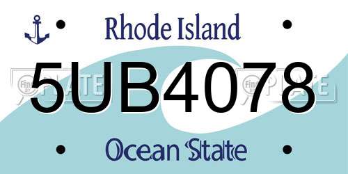 5UB4078 Rhode Island License Plate