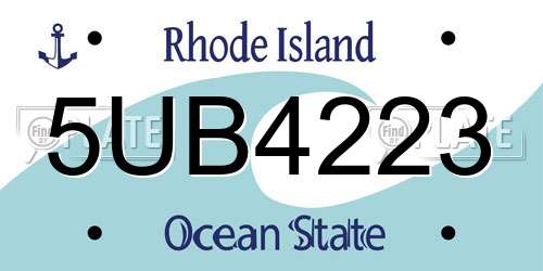 5UB4223 Rhode Island License Plate