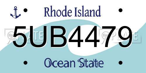 5UB4479 Rhode Island License Plate