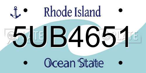5UB4651 Rhode Island License Plate