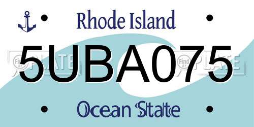 5UBA075 Rhode Island License Plate