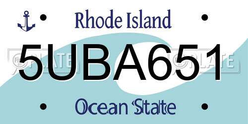 5UBA651 Rhode Island License Plate
