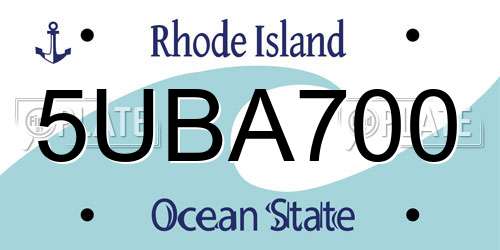 5UBA700 Rhode Island License Plate