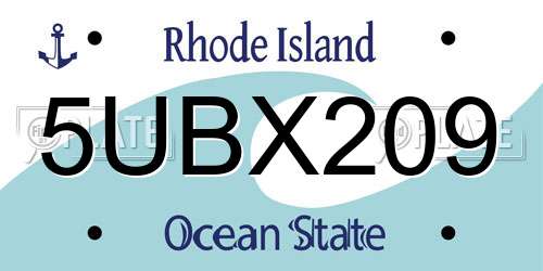 5UBX209 Rhode Island License Plate