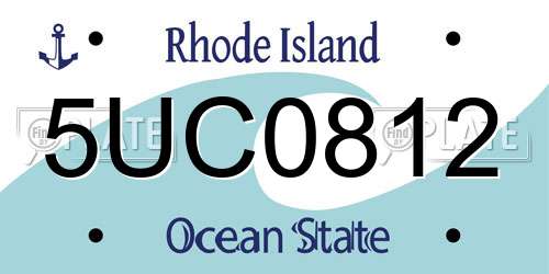 5UC0812 Rhode Island License Plate