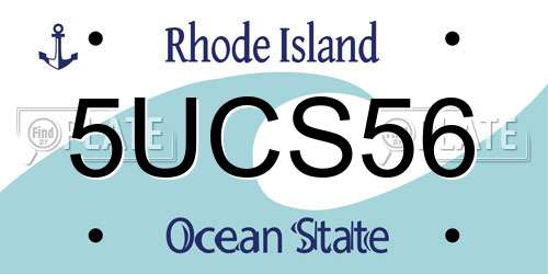 5UCS56 Rhode Island License Plate