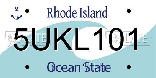 5UKL101 Rhode Island License Plate