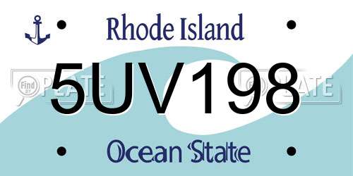 5UV198 Rhode Island License Plate
