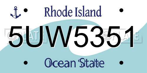 5UW5351 Rhode Island License Plate