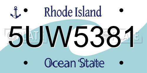 5UW5381 Rhode Island License Plate
