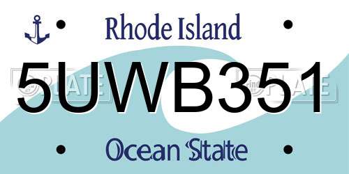 5UWB351 Rhode Island License Plate