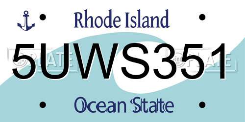 5UWS351 Rhode Island License Plate
