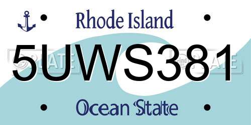 5UWS381 Rhode Island License Plate