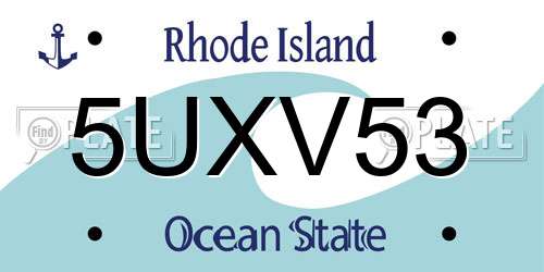 5UXV53 Rhode Island License Plate