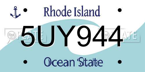 5UY944 Rhode Island License Plate