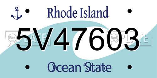 5V47603 Rhode Island License Plate